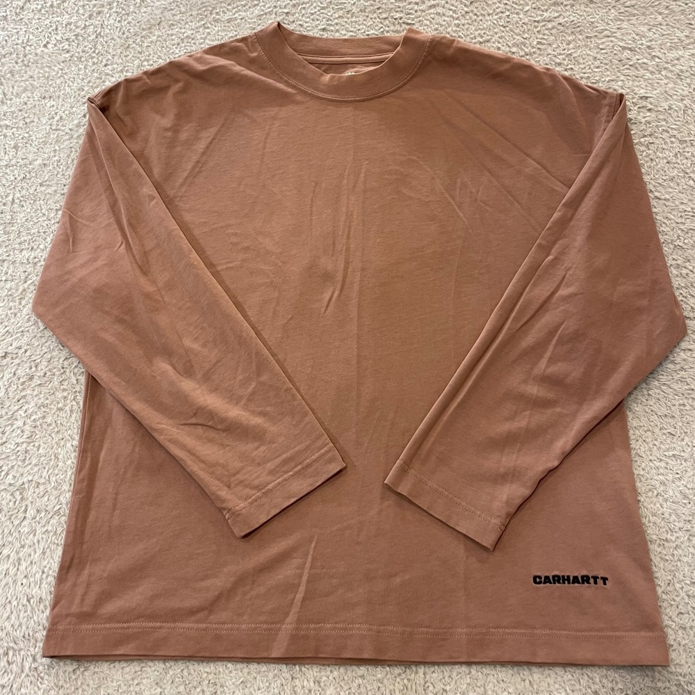 Carhartt WIP Work In Progress T-Shirt Mens Medium Brown Pink Embroidered Logo